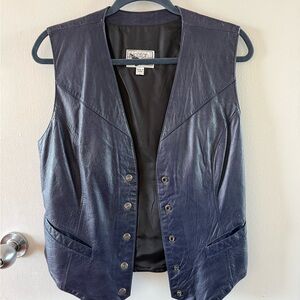 Vintage Navy Leather Vest
